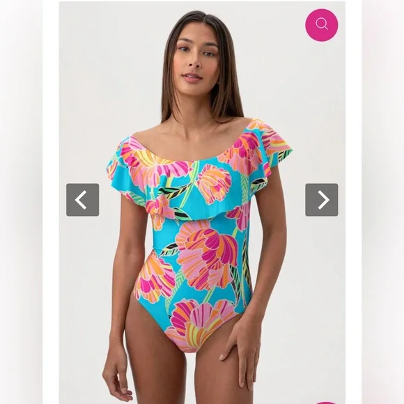 Trima Turk poppy ruffle 1pc swimsuit. - Picture 1 of 14